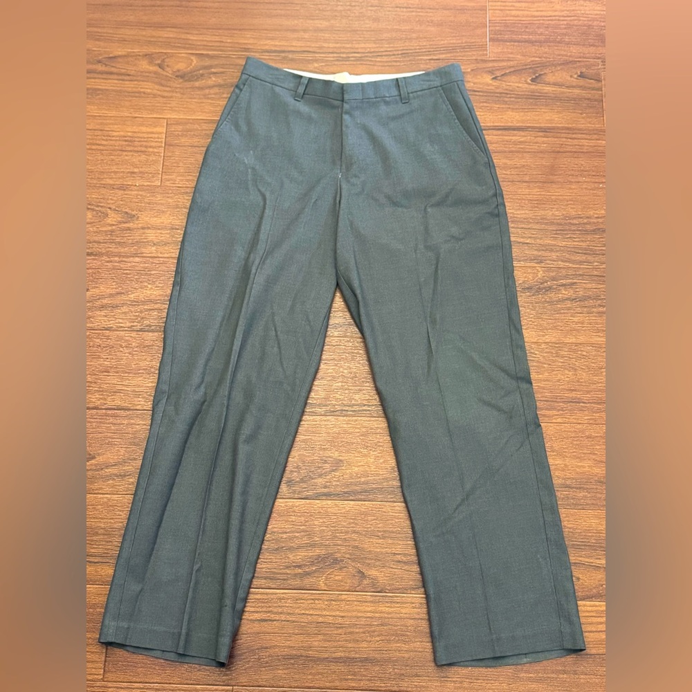 Chaps Gray Dress Pants Straight Leg Flat Front (Husky Style)